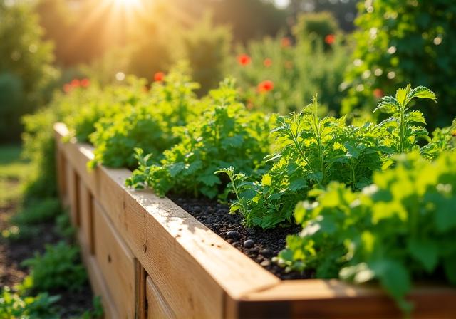 Rustikales Hochbeet im Garten